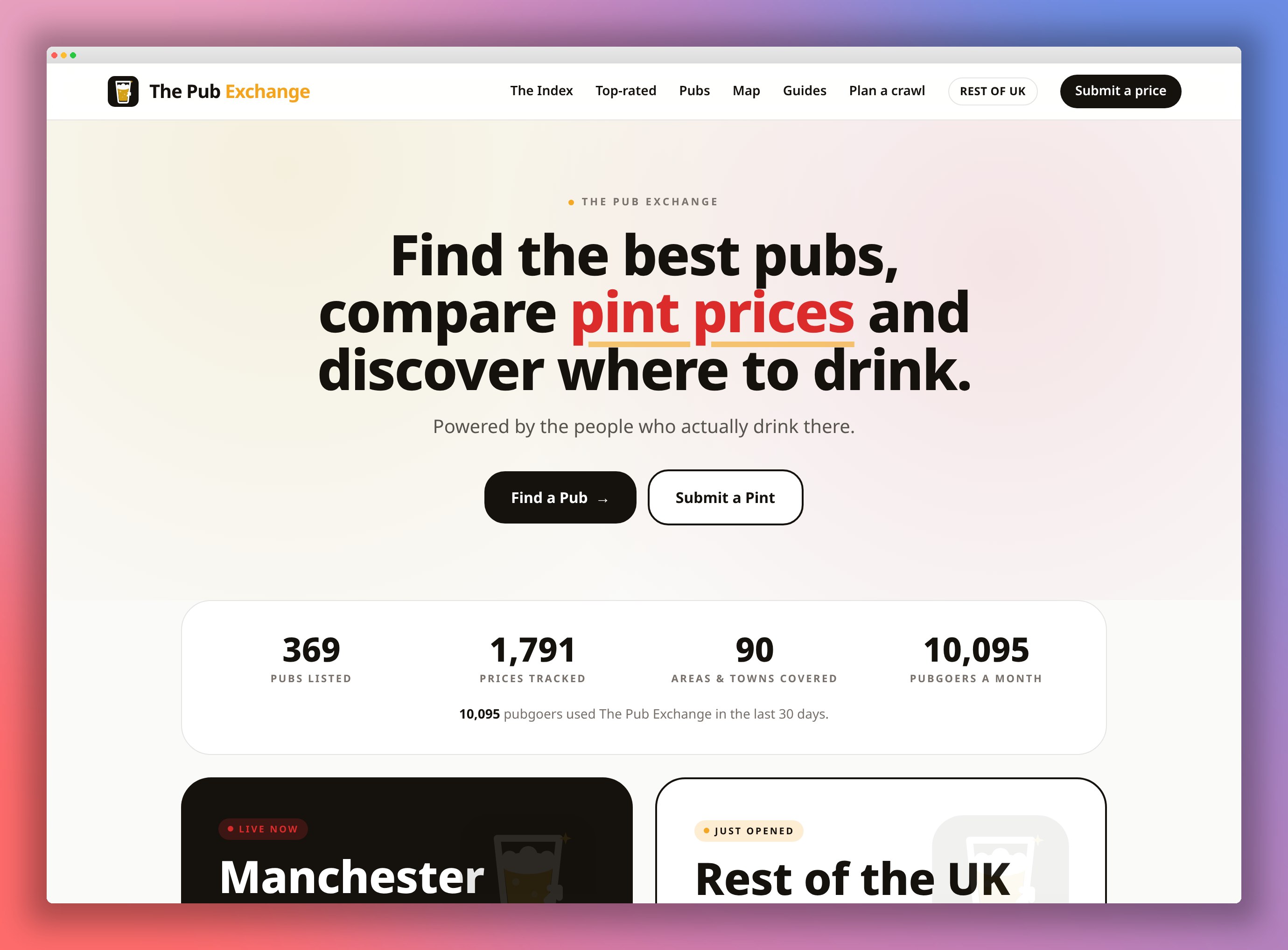 The Pub Exchange website built by Atlas MKT